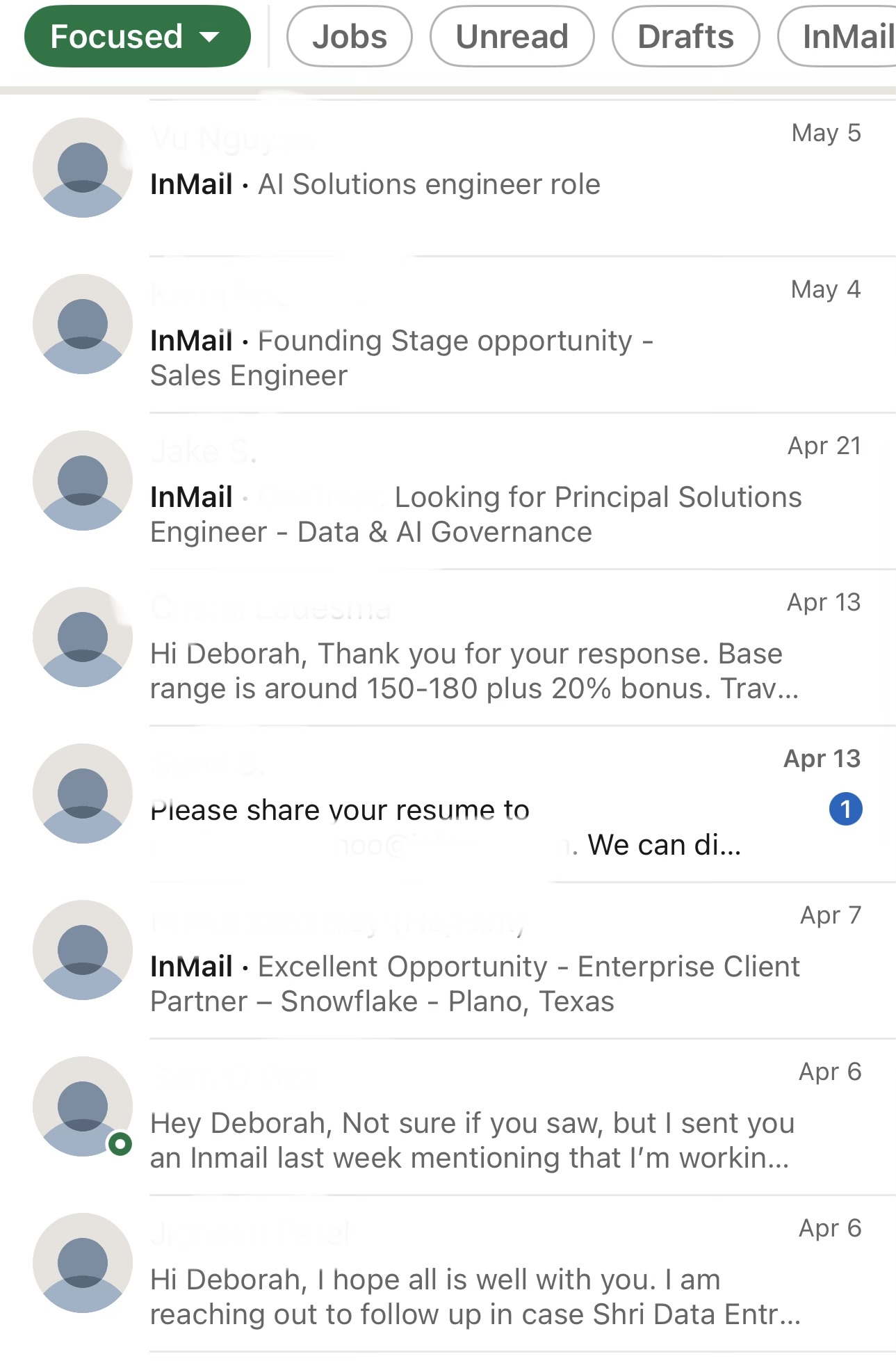 LinkedIn recruiter inbox messages — page 2