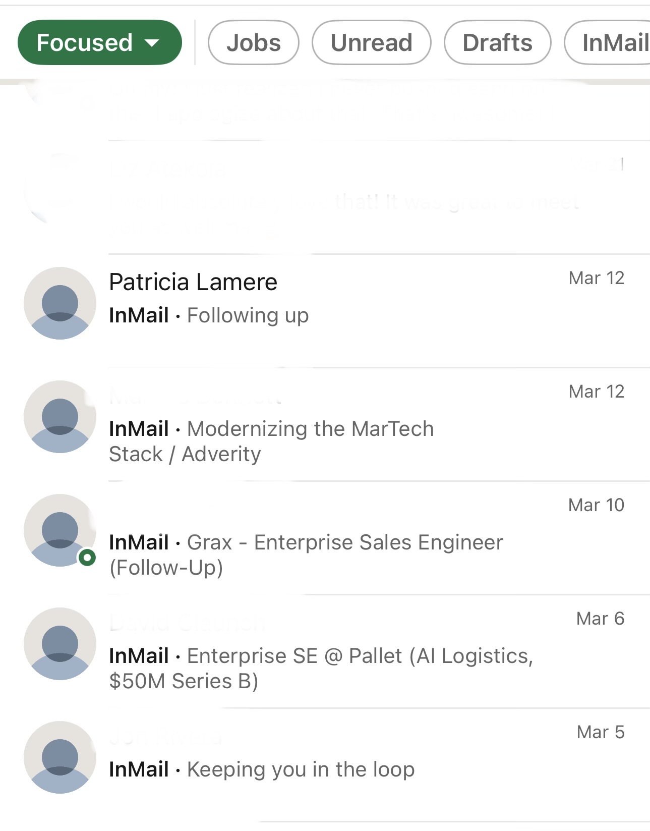 LinkedIn recruiter inbox messages — page 3