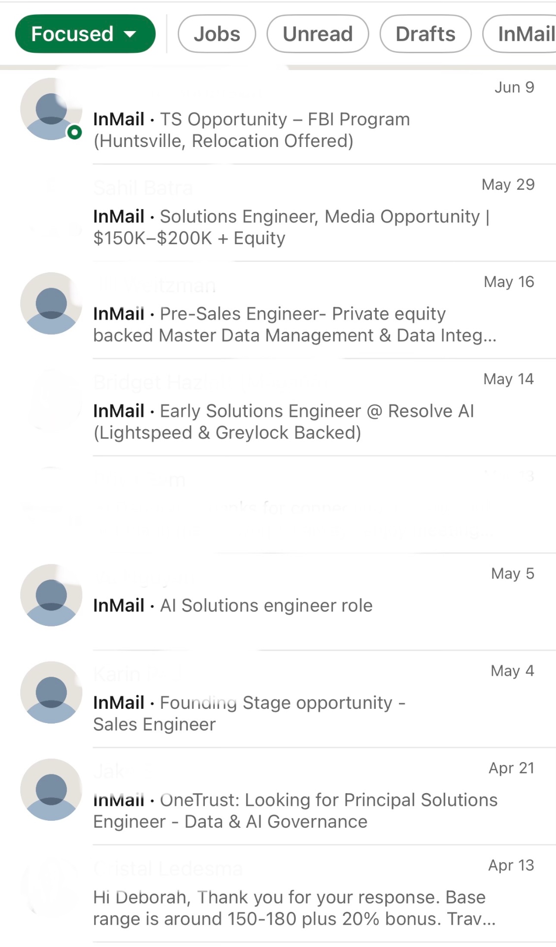 LinkedIn recruiter inbox messages — page 2