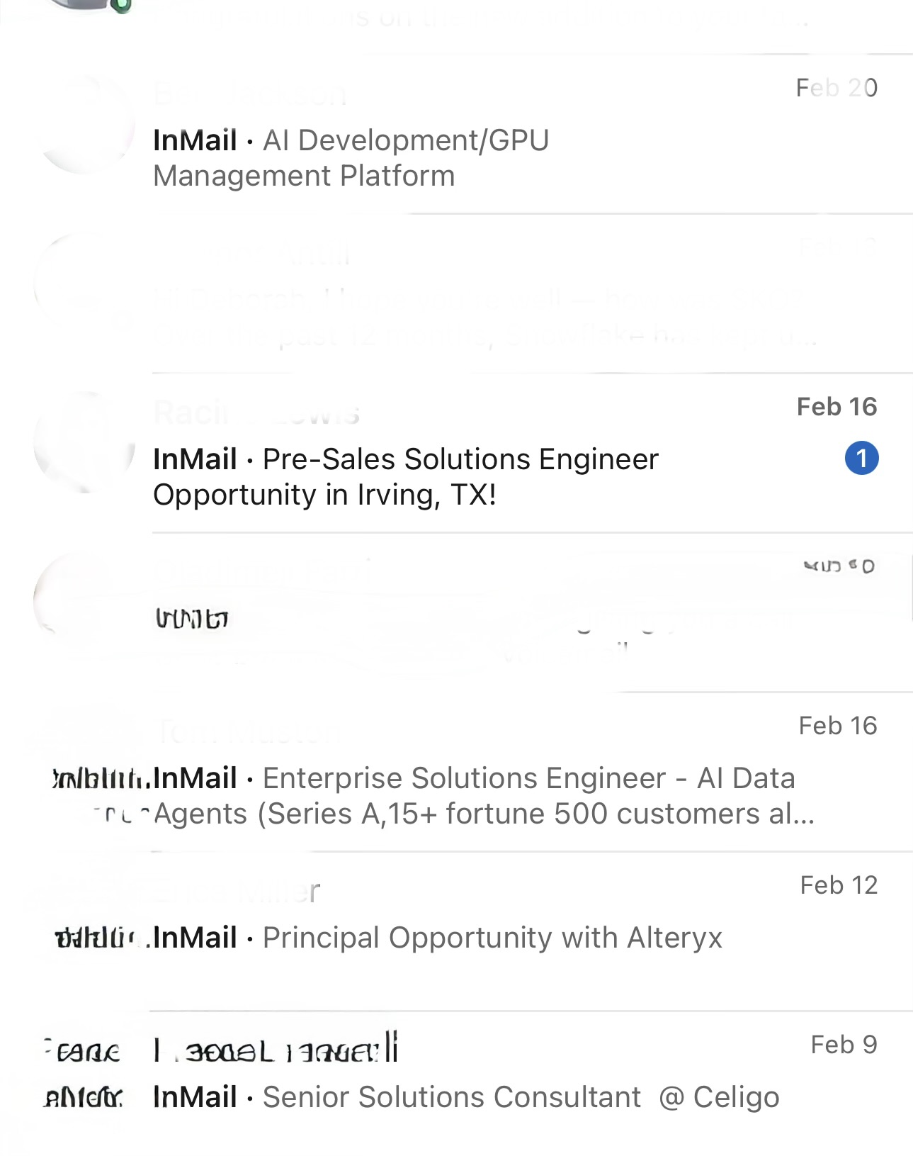 LinkedIn recruiter inbox messages — page 4
