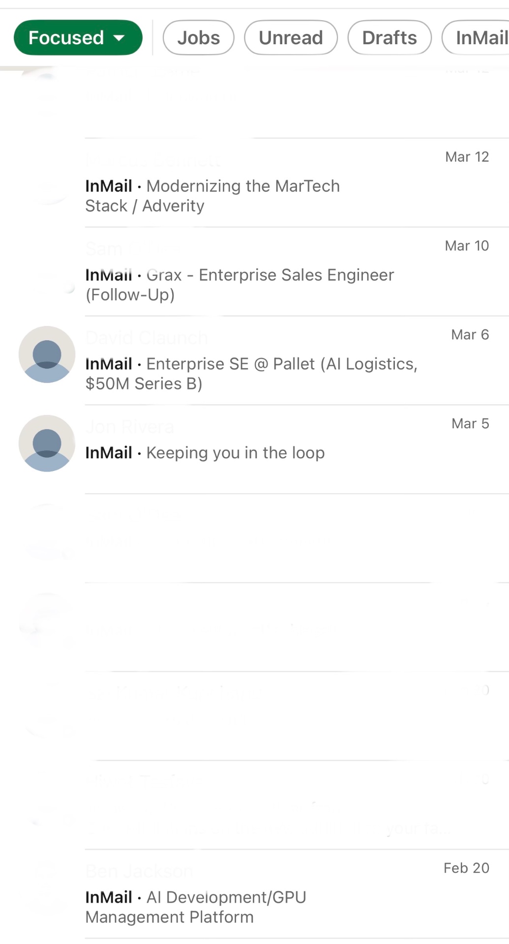 LinkedIn recruiter inbox messages — page 4